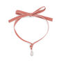 Pearl and pastel pink velvet ribbon necklace by Margaux Studios